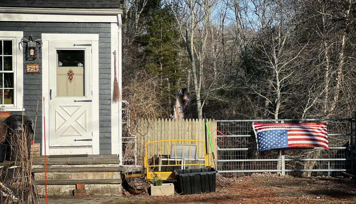 This home was displaying the flag upside-down. I have to admit I originally thought this was another MAGA symbol, but later learned it is a traditional signal of dire distress in instances of extreme danger to life or property. 

This has been used by both the right and the left.